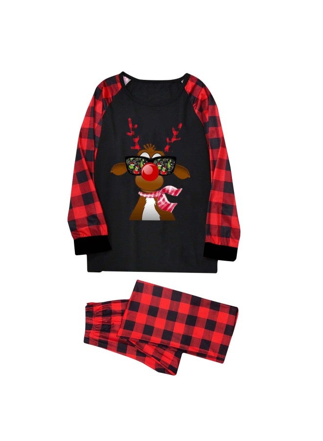 Women's Spring And Autum Long-sleeved Two-piece Outerwear Cartoon Outerwear Top + Plaid Pants Home Wear Two Pieces