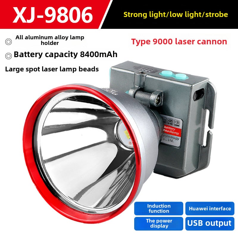 2024 High-Power LED Headlamp for Night Fishing 9806 multi-function induction three lithium battery large laser lamp beads 9806 multi-function induction three lithium battery large laser lamp beads