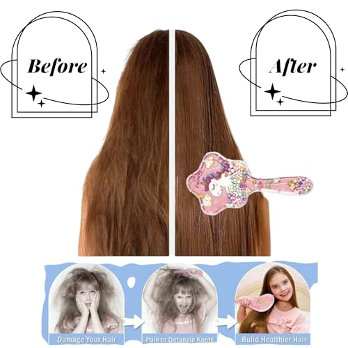 La Venust Unicorn Hairbrush for Kids | Cute Detangling Brush for Girls | Pain-Free Brushing for Wet & Dry Hair | Magical Gift - Image 3