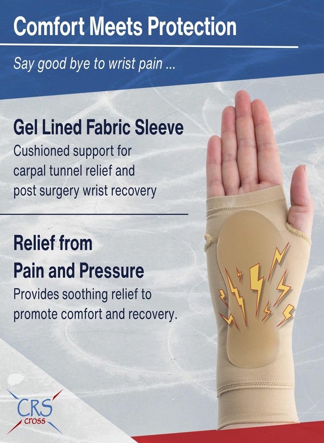 CRS Cross Carpal Tunnel Gel Sleeve. Cushioning Contoured Gel Pad to Protect Wrist, Hand and Palm. Fits Right or Left Hand. For Sports or All Day Wear to Reduce Shock and Impact. (One Size Fits Most) - Image 2