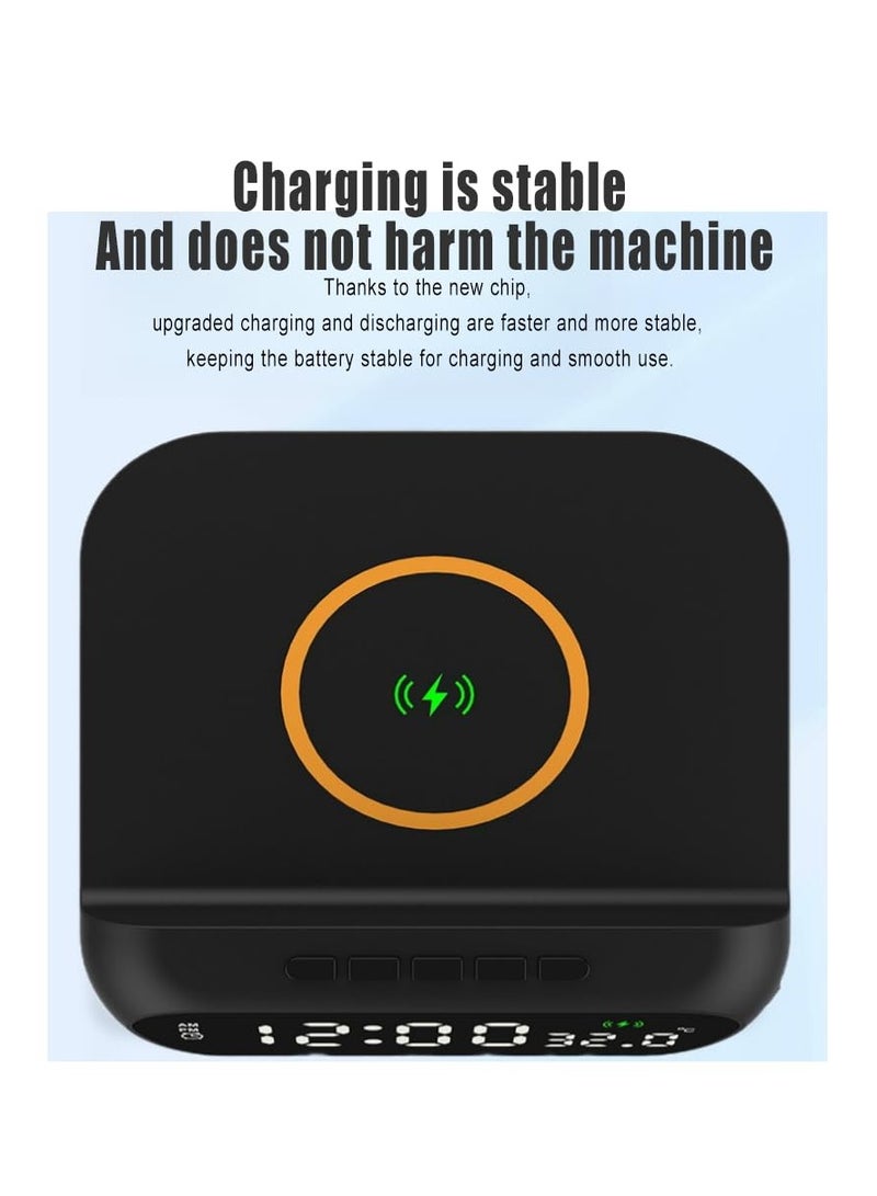 general Digital Alarm Clock with 15W Wireless Charger Holder, LED Display Temperature Display, Adjustable Brightness and Sound, Suitable for Bedroom, Bedside, Supports a Variety of Mobile Phones - Image 2