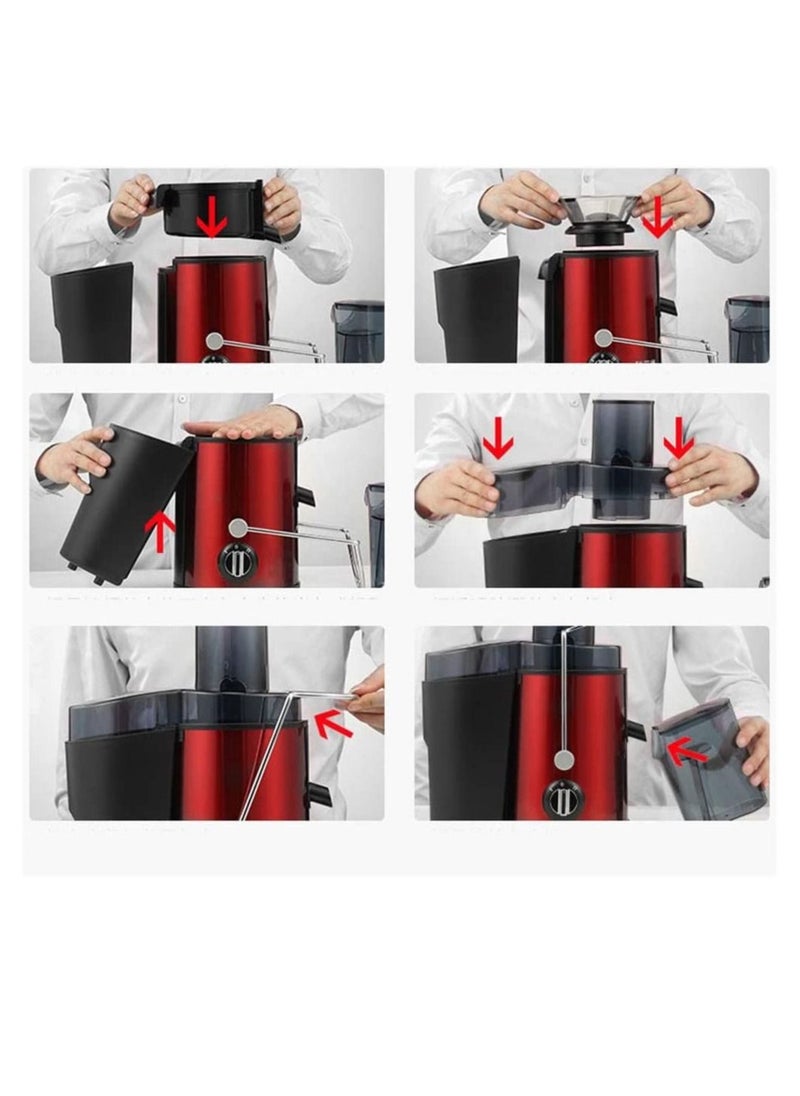 Generic - Powerful Whole Fruit Centrifugal Power Fruit and Vegetable Juicer with Jug Juicer machine to make delicious apple orange carrot juice and more Red - Image 1