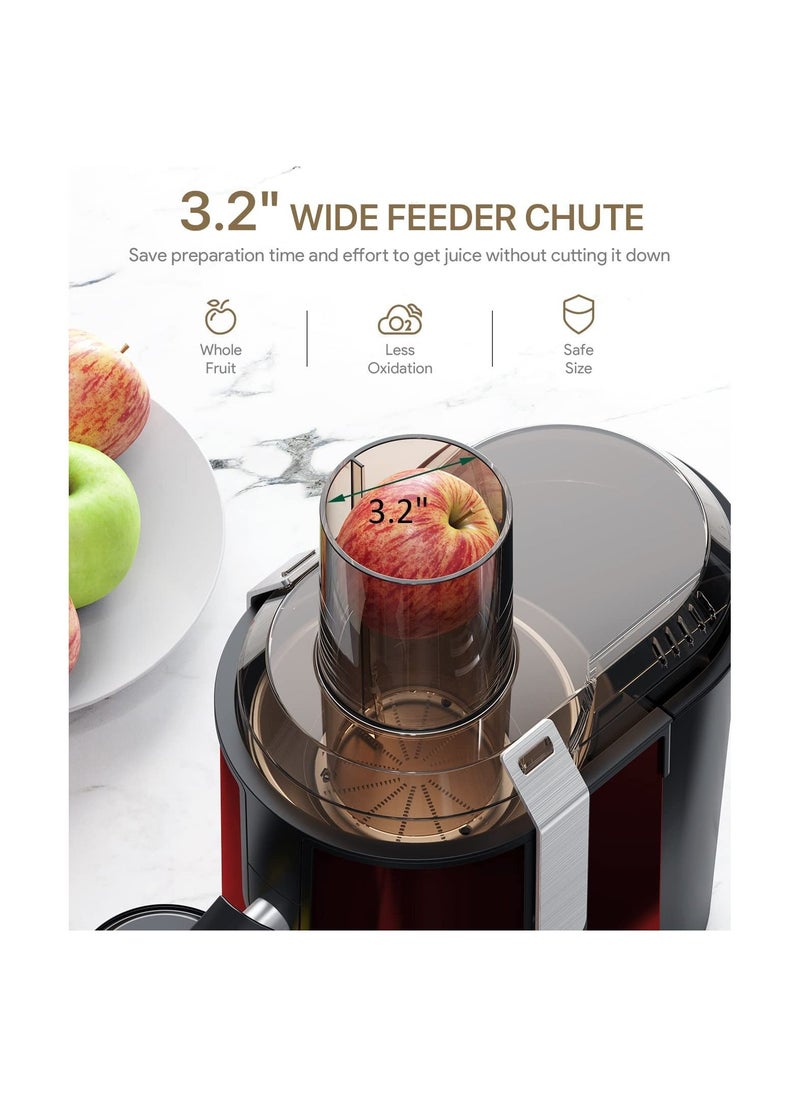 Generic - Powerful Whole Fruit Centrifugal Power Fruit and Vegetable Juicer with Jug Juicer machine to make delicious apple orange carrot juice and more Red - Image 1