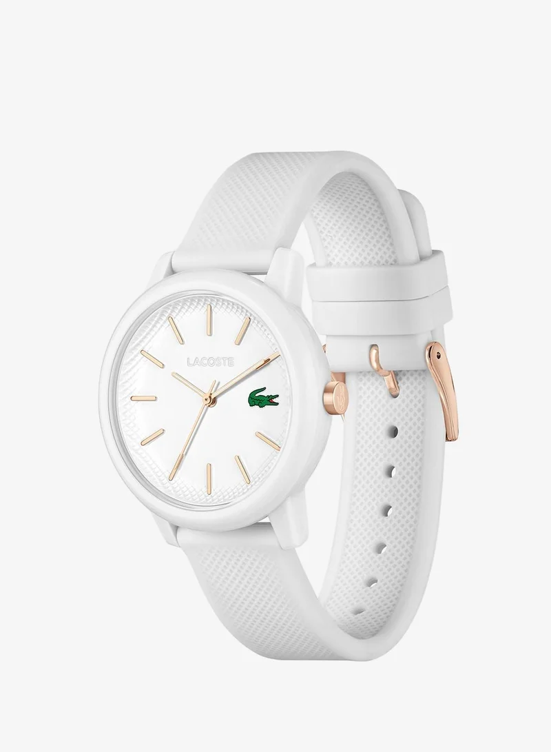 Lacoste 12.12 Collection Analog Quartz Watch For Women With White Silicone Bracelet - 2001211