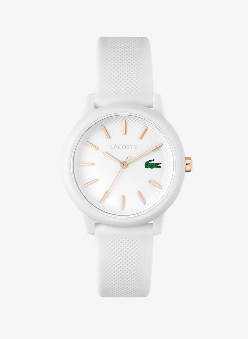 Lacoste 12.12 Collection Analog Quartz Watch For Women With White Silicone Bracelet - 2001211