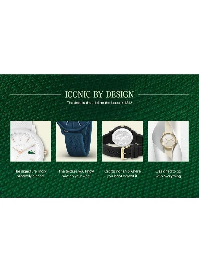 Lacoste  12.12 Collection Analog Quartz Watch For Women With White Silicone Bracelet - 2001211 for Women | Best Price UAE