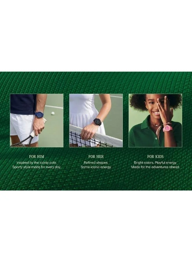 Lacoste  12.12 Collection Analog Quartz Watch For Women With White Silicone Bracelet - 2001211 for Women | Best Price UAE