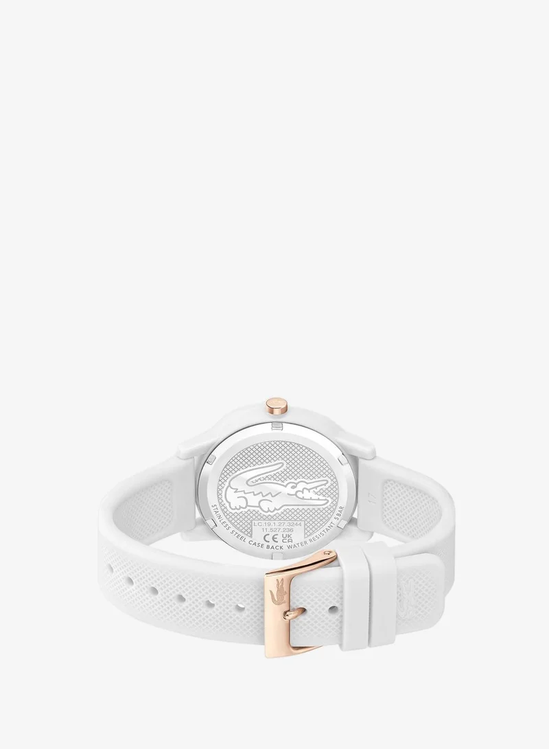 Lacoste  12.12 Collection Analog Quartz Watch For Women With White Silicone Bracelet - 2001211 for Women | Best Price UAE
