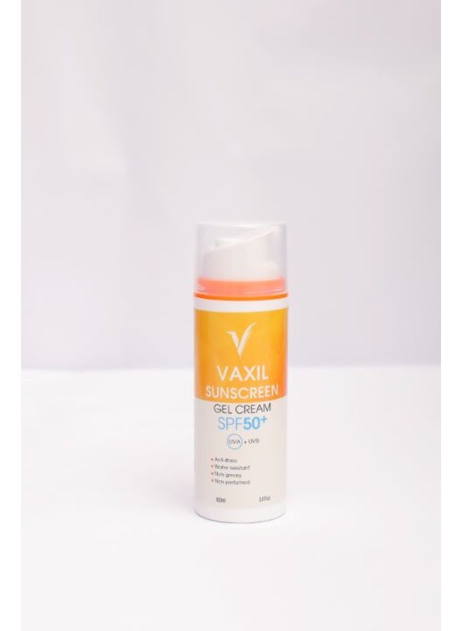 فاكسيل جل كريم واقي شمس SPF50+ حماية من أشعة UVA وUVB، مضاد للمعان، مقاوم للماء، بدون عطر، بحجم 100 مل. - Image 1
