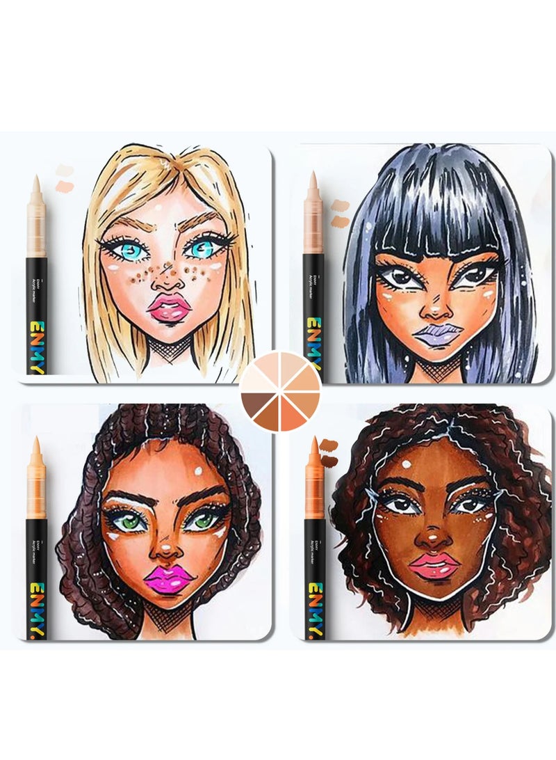 ENMY 60 Colors Acrylic Paint Pens – Direct Liquid Acrylic Paint Markers for Fabric, Canvas, Wood, Glass, Rocks & DIY Crafts – Vibrant, Long-Lasting, Skin Tone Shades, High Saturation, Smooth Ink Flow – Perfect for Artists & Crafters - Image 5