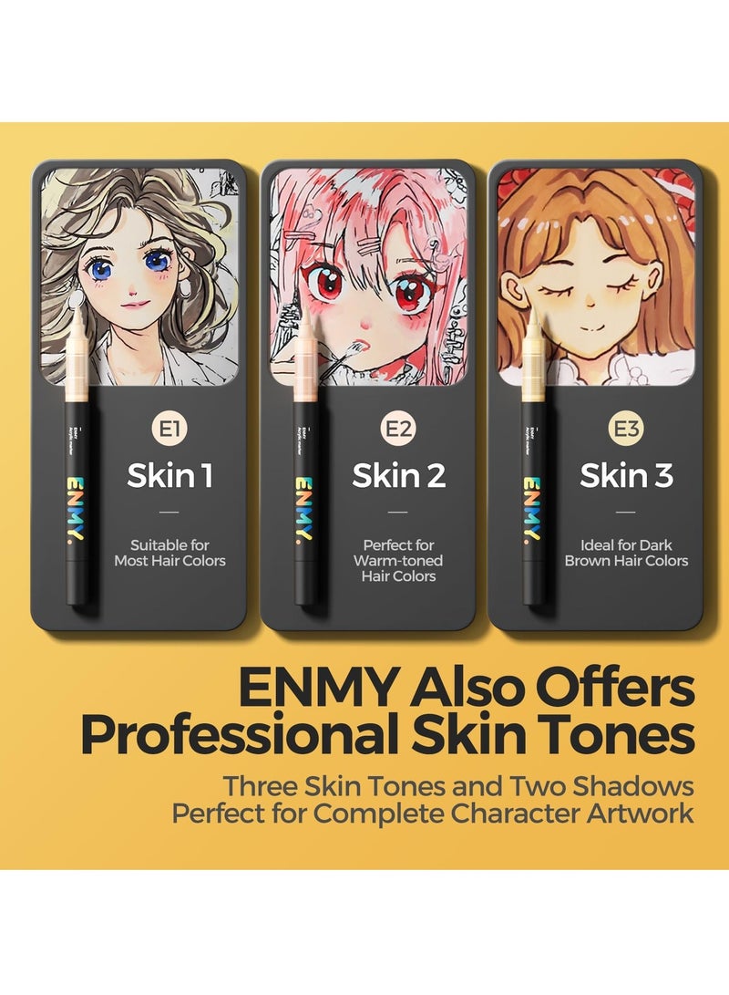 ENMY 60 Colors Acrylic Paint Pens – Direct Liquid Acrylic Paint Markers for Fabric, Canvas, Wood, Glass, Rocks & DIY Crafts – Vibrant, Long-Lasting, Skin Tone Shades, High Saturation, Smooth Ink Flow – Perfect for Artists & Crafters - Image 4