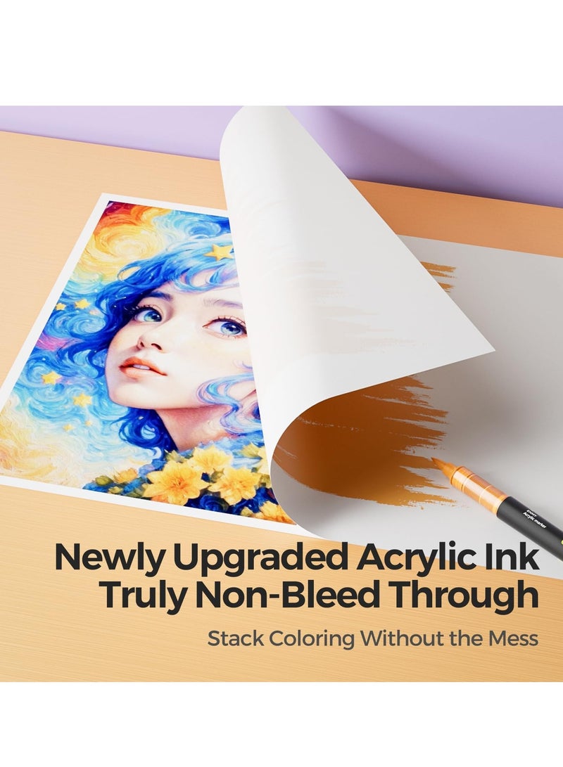 ENMY 60 Colors Acrylic Paint Pens – Direct Liquid Acrylic Paint Markers for Fabric, Canvas, Wood, Glass, Rocks & DIY Crafts – Vibrant, Long-Lasting, Skin Tone Shades, High Saturation, Smooth Ink Flow – Perfect for Artists & Crafters - Image 3