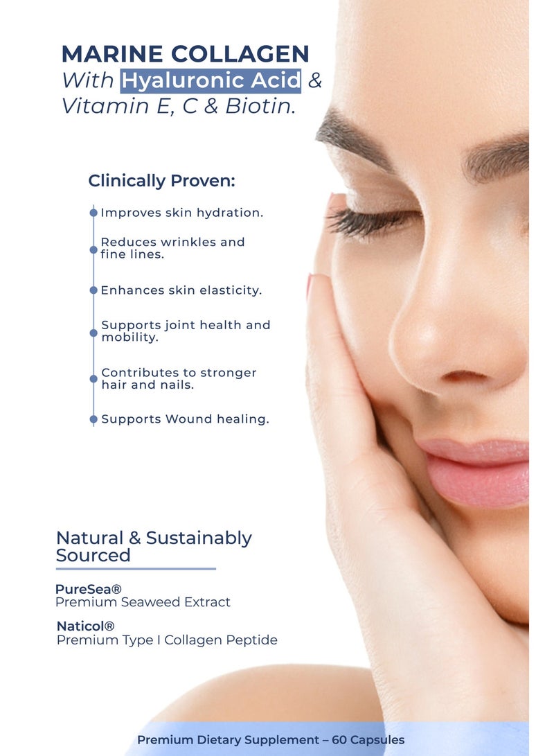 Pharmanostix Marine Collagen with Hyaluronic Acid – Skin, Hair & Joint Support – 60 Capsules - Image 2