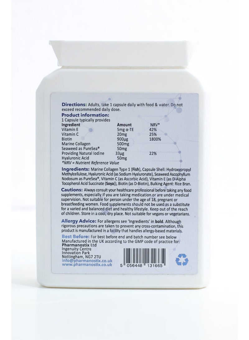 Pharmanostix Marine Collagen with Hyaluronic Acid – Skin, Hair & Joint Support – 60 Capsules - Image 3