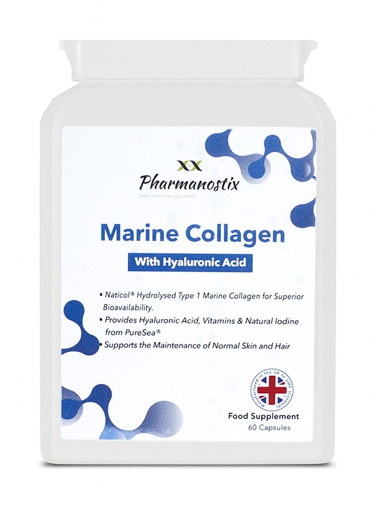 Pharmanostix Marine Collagen with Hyaluronic Acid – Skin, Hair & Joint Support – 60 Capsules - Image 1