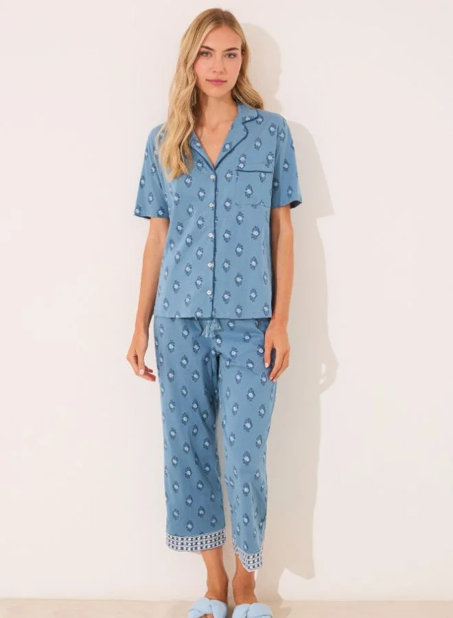 women'secret Capri Classic Pyjamas 100% Cotton Paisley