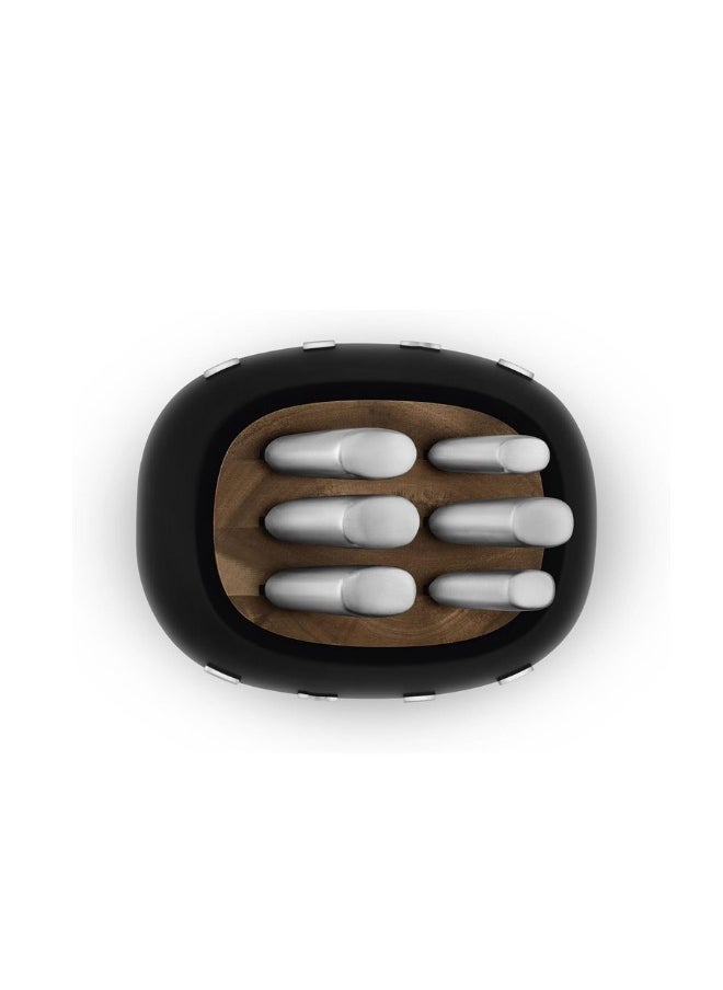smeg Smeg, Knife Block, KBSF02BL, 6 Knives Included Stainless Steel, Stainless Steel Block Body and Knife Slot in Acacia Wood, Black  - Image 5