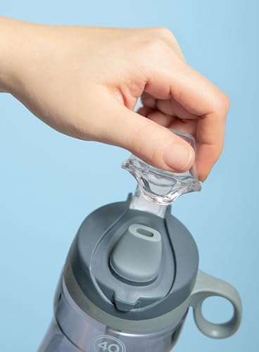 Pogo BPA-Free Tritan Plastic Water Bottle with Soft Straw, 40 Oz, Grey - Image 2
