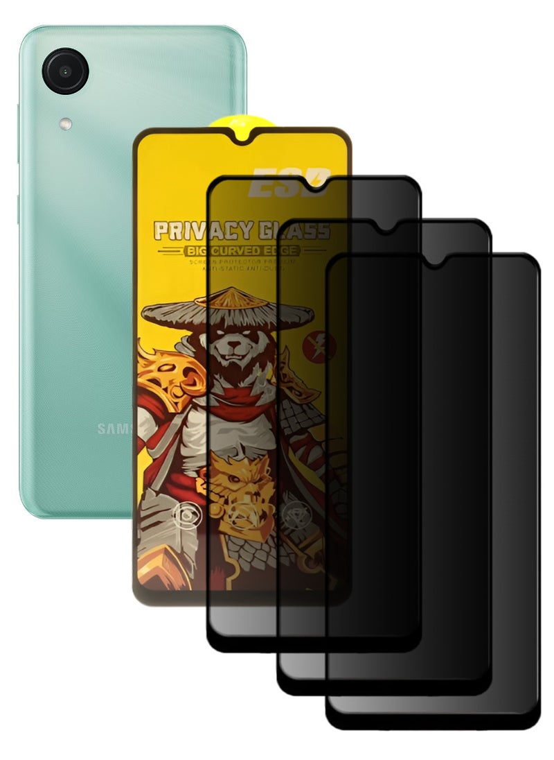 ESD 3 Pieces Tempered Dustproof Privacy Glass Screen Protector Compatible For Samsung Galaxy A04 Core - Image 1