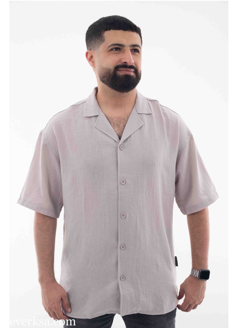 Everest Men's Linen Half Sleeve Shirt in Grey  - Image 1