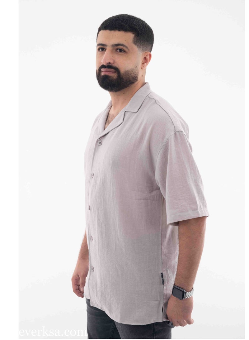Everest Men's Linen Half Sleeve Shirt in Grey  - Image 2