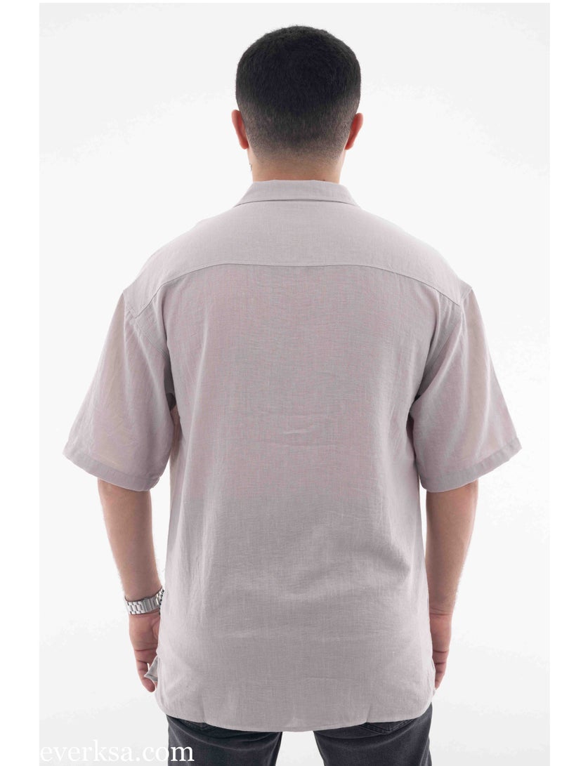 Everest Men's Linen Half Sleeve Shirt in Grey  - Image 3