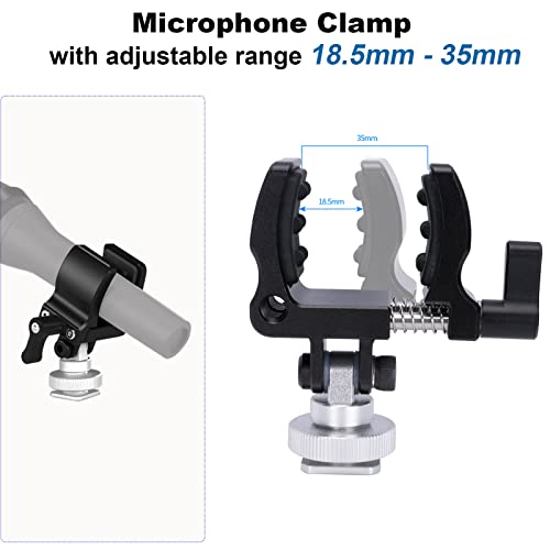 NICEYRIG Shock-proof Shotgun Microphone Holder with 18.5-35 mm Adjustable Clamp, Microphone LED Flashlight Aluminum Holder for Camera, Cage Rig, Tripod - 549 - Image 4