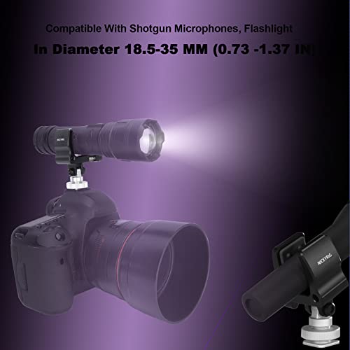 NICEYRIG Shock-proof Shotgun Microphone Holder with 18.5-35 mm Adjustable Clamp, Microphone LED Flashlight Aluminum Holder for Camera, Cage Rig, Tripod - 549 - Image 3