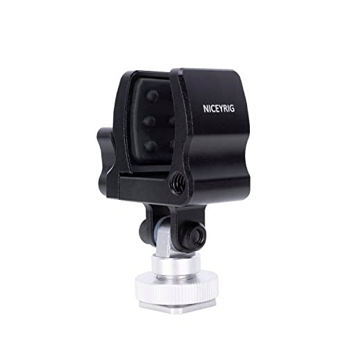 NICEYRIG Shock-proof Shotgun Microphone Holder with 18.5-35 mm Adjustable Clamp, Microphone LED Flashlight Aluminum Holder for Camera, Cage Rig, Tripod - 549 - Image 1
