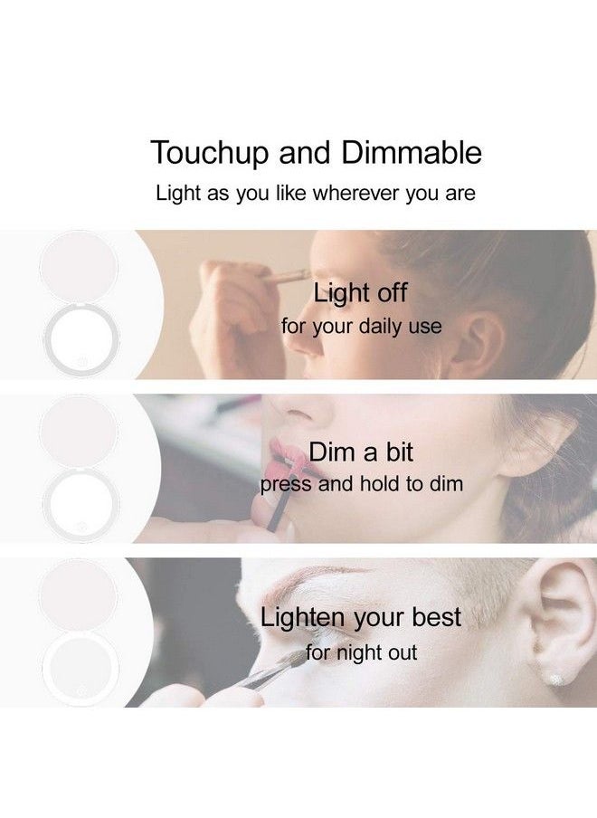 Milishow Compact Mirror With Led Light1X/10X Magnifying Rechargeable Mirror3.5In Pocket Mirror Dimmable Travel Mirror For Pursepockethandheld 2Sided Makeup Mirror (White 1Pack)  - Image 4