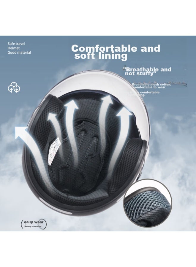 Ad New National Standard 3c Certified Electric Vehicle Helmet, Men's Half Helmet, Women's Winter Anti-freeze Warm Windproof Helmet, For Electric Scooters And Motorcycles, All-season Universal 165-1 Snow White - Image 2