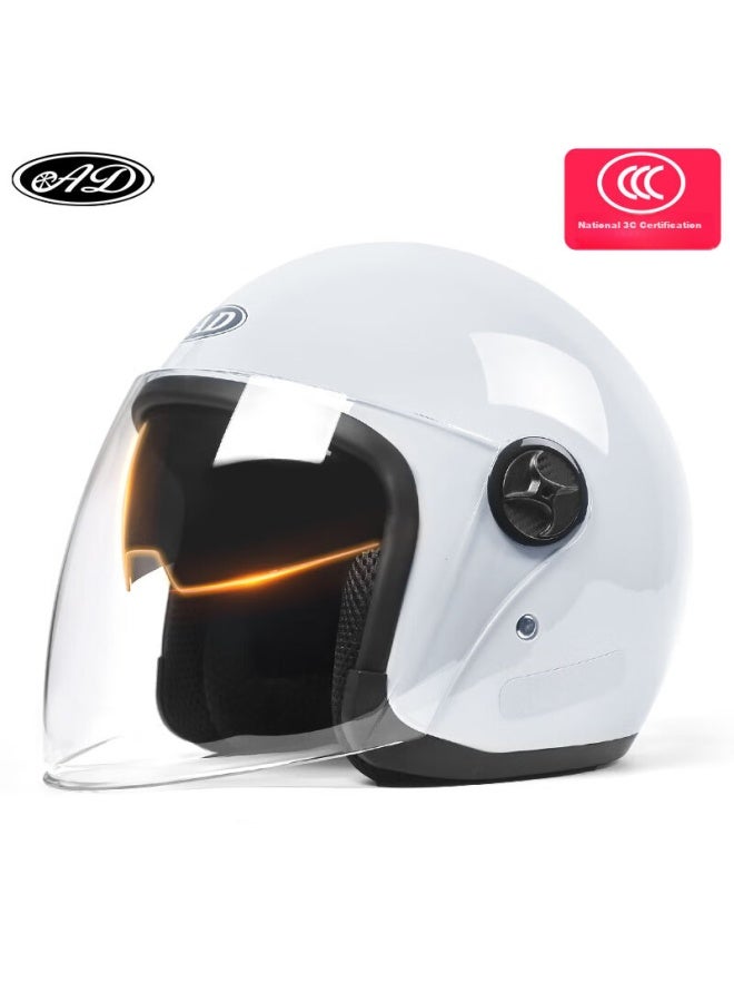 Ad New National Standard 3c Certified Electric Vehicle Helmet, Men's Half Helmet, Women's Winter Anti-freeze Warm Windproof Helmet, For Electric Scooters And Motorcycles, All-season Universal 165-1 Snow White - Image 1