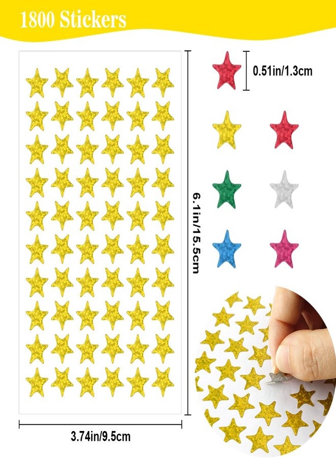 BOEIAC Star Stickers - 1800 Pcs, 30 Sheets, 6 Colors, Foil Stickers for Kids Reward, School Planner, Behavior Chart, Classroom Teacher Supplies, DIY - Image 2