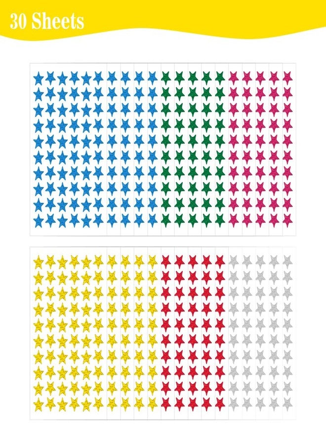 BOEIAC Star Stickers - 1800 Pcs, 30 Sheets, 6 Colors, Foil Stickers for Kids Reward, School Planner, Behavior Chart, Classroom Teacher Supplies, DIY - Image 3