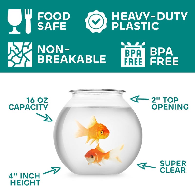 JoyServe 16 Oz Plastic Fish Bowl (48 Pack) 4 Inch Heavy Duty Plastic Ivy Bowls, for Candy, Carnival Games, Prizes, Centerpieces and Party Decoration Supplies, BPA-Free - Image 3