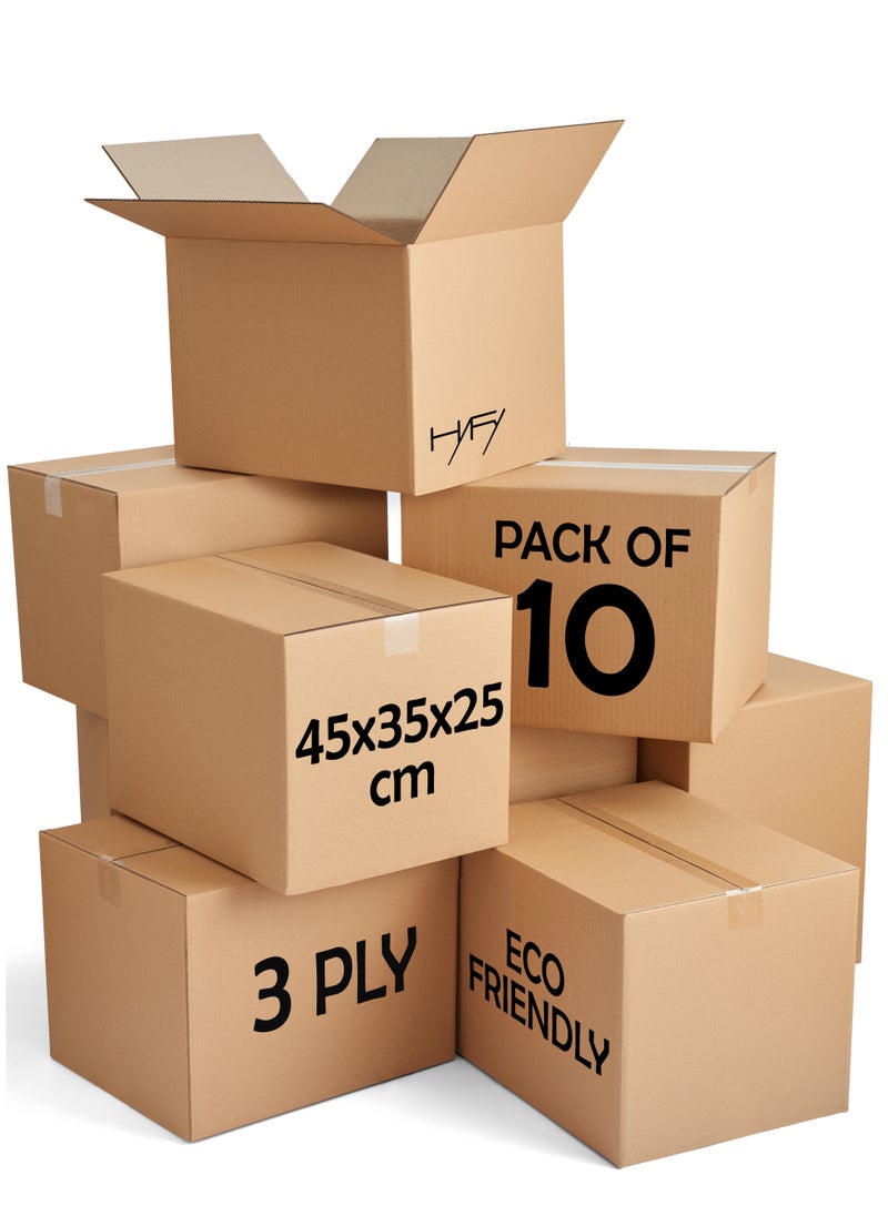 HYFY [10 PCS] Carton box Large 45x35x25cm Recyclable Corrugated Cardboard Box Moving Boxes Cardboard Boxes Cardboard Recyclable Shipping Boxes For Mailing Box Packaging Carton Boxes 3 ply  - Image 1