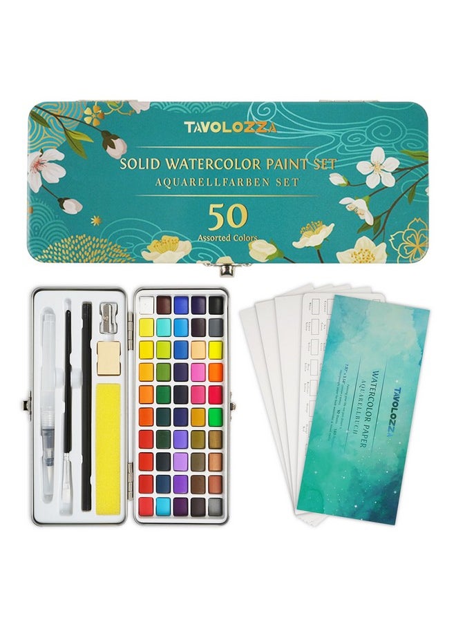 Tavolozza Fine Arts Tavolozza Watercolor Paint Set, 50 Vivid Colors Including Metallic And Fluorescent Colors In Gift Box,Perfect Watercolor Set For Artists, Painting Lovers  - Image 1