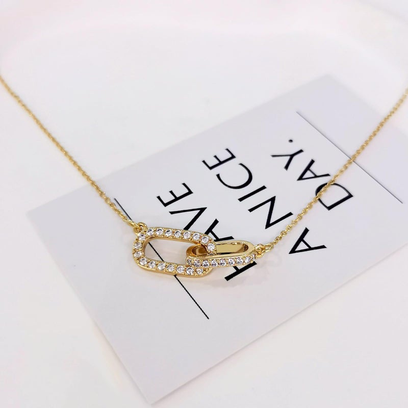 Zeffy Dainty Diamond Paperclip Necklace Simple Cute Minimalist Open Oval Necklaces Jewelry for Women Gifts - Image 2