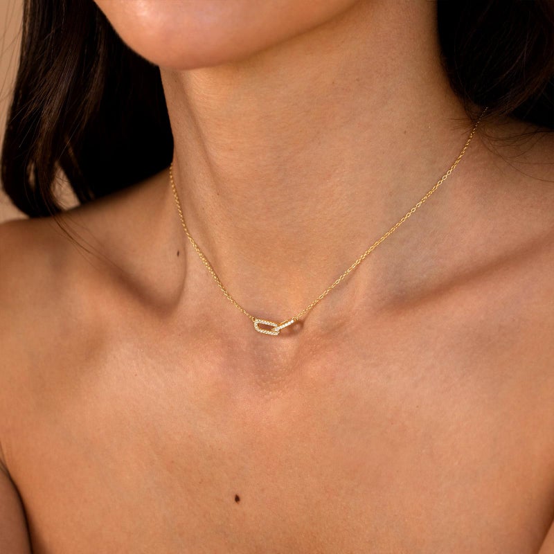 Zeffy Dainty Diamond Paperclip Necklace Simple Cute Minimalist Open Oval Necklaces Jewelry for Women Gifts - Image 4