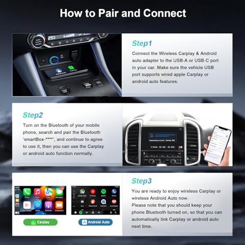 PWAYTEK Wireless CarPlay and Android Auto Adapter, 2-in-1 Mini USB Dongle, Convert Wired CarPlay to Wireless, Fast & Stable Connection for iPhone iOS 10+ and Android 11+ - Image 5