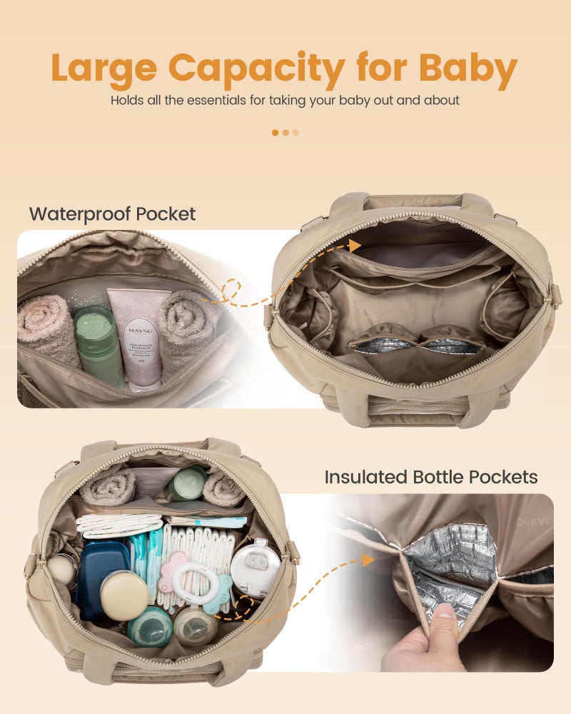 Lovevook حقيبة حفاضات LOVEVOOK توت بوفير، حقيبة حفاضات للأطفال بسعة كبيرة، حقيبة سفر لحفاضات مع وسادة تغيير، حقيبة مستشفى وصالة رياضية - Image 3