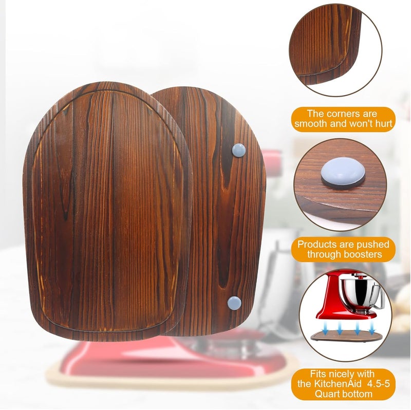 حصيرة منزلقة للخلاط من الخيزران لـ Tilt Head Kitchen Aid 4.5-5 Qt Stand Mixer، حصيرة منزلقة للأجهزة لـ Kitchenaid Artisan 4.5-5 Qt، ملحقات تخزين سطح المطبخ ملحقات صينية النقل (بني) - Image 3