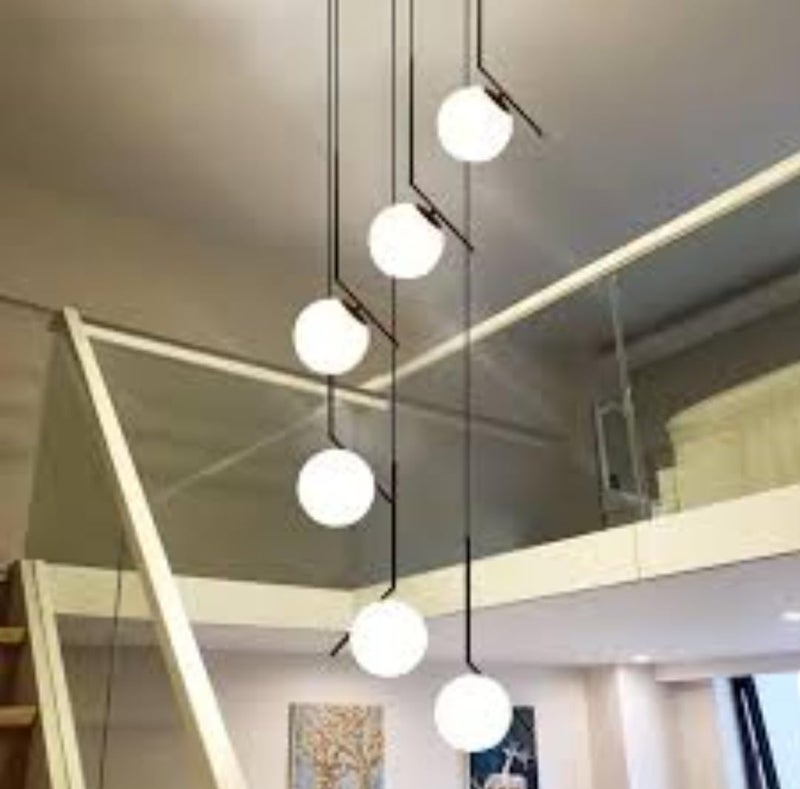 LEGEEN 6-Lights Round Cluster Black Colour Modren Style Chandelier Hanging Pendant Ceiling Fixture Light Lamp for- Kitchen, Hall, Lobby, Restaurant, Bar, Living Room, Bedroom, Hotel, Dining Etc - Image 2