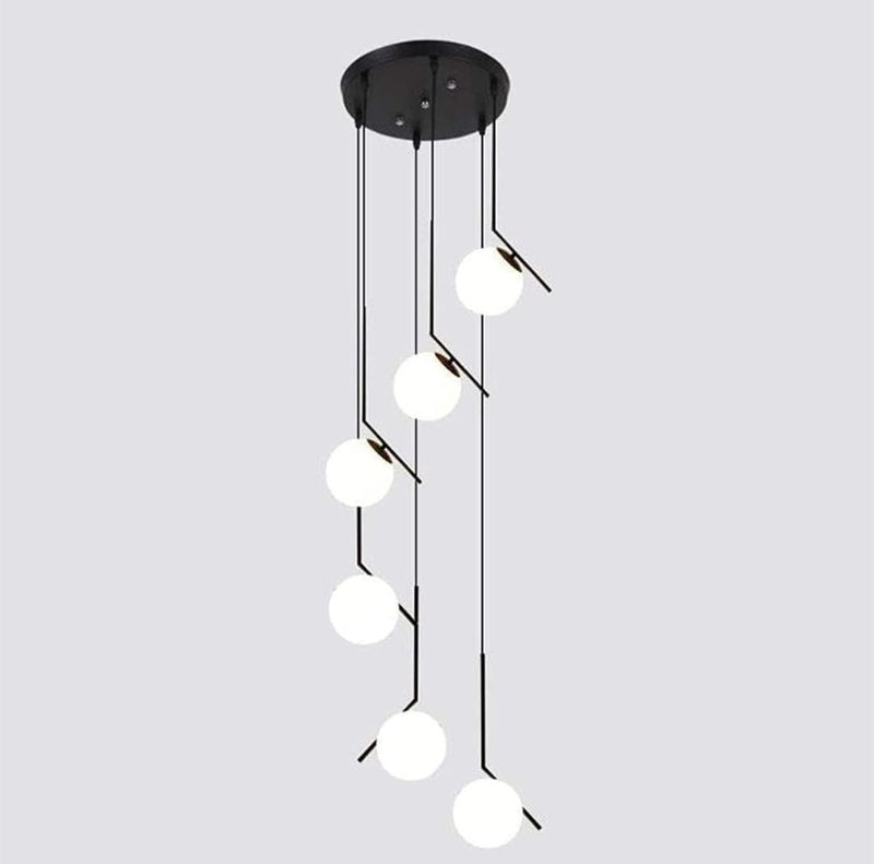 LEGEEN 6-Lights Round Cluster Black Colour Modren Style Chandelier Hanging Pendant Ceiling Fixture Light Lamp for- Kitchen, Hall, Lobby, Restaurant, Bar, Living Room, Bedroom, Hotel, Dining Etc - Image 4