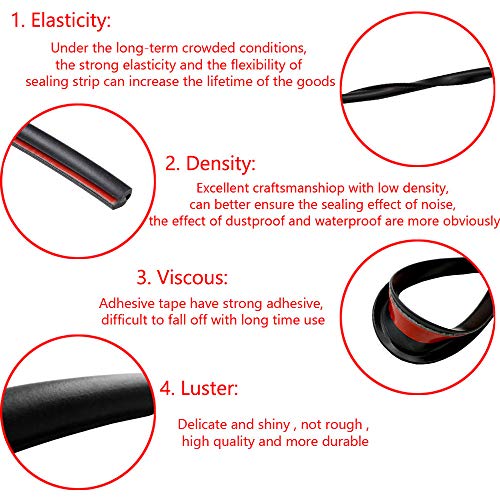 ESUPPORT 16ft 5M U Shape Car Door Moulding Rubber Scratch Protector Strip Edge Guard Trim Seal Red - Image 4