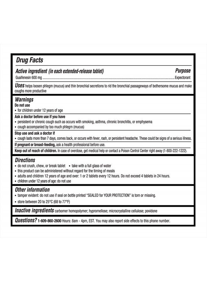 GUARDIAN Mucus Relief, 600mg Guaifenesin 12 Hour Extended Release, Chest Congestion Expectorant (100 Count Bottle) - Image 5