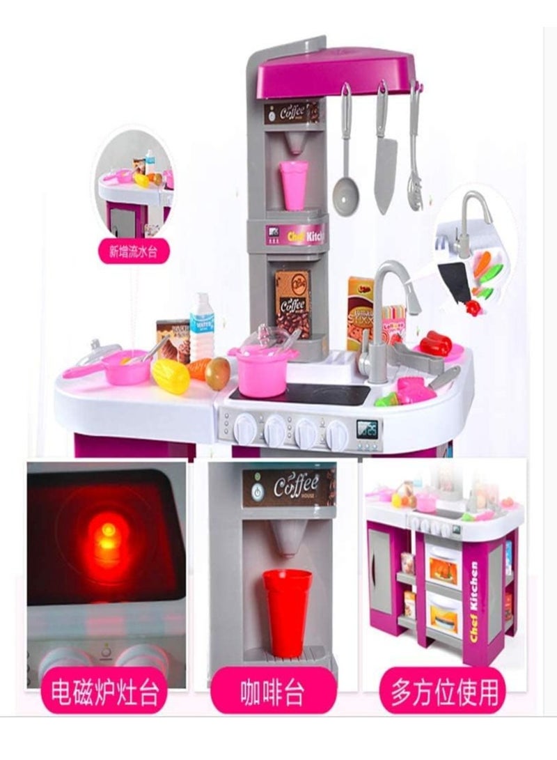 كيتشن مجموعة أدوات المطبخ الكبيرة للأطفال من ليتل شيف، مع ضوء النار وأواني المطبخ للطعام الصوتي. مجموعة أدوات طبخ المطبخ والشاي والفواكه والخضروات ألعاب تعليمية - Image 3