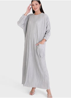 Crew Neck Pocket Detail Dress