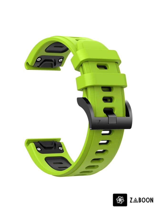 Zaboon Watch Band For Garmin Enduro 26mm Two-Color Sports Silicone (Lime Green + Black) - Image 2