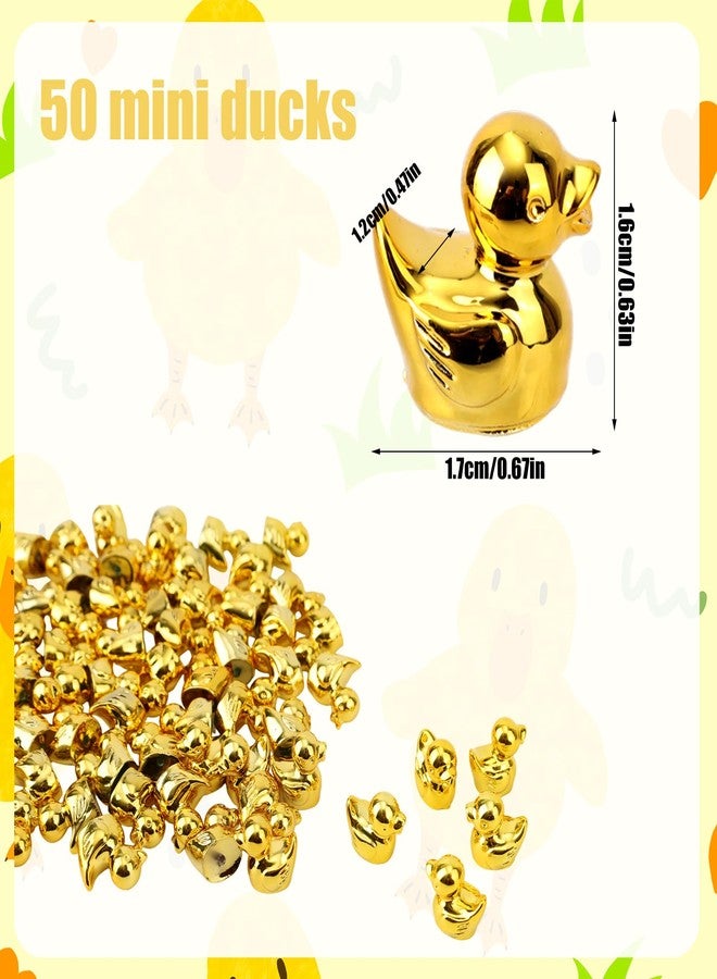 Penitue 50pcs Mini Golden Ducks, Resin Tiny Duck Figures Collectible Animal Statue for Micro Garden Landscape Cake Decor & DIY Craft Party - Image 2